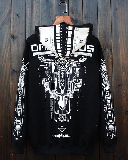 Revolutionary Biker Graphic Hoodie - futuristic urban apparel - Stylish Biker Graphic Hoodie for Urban Wear