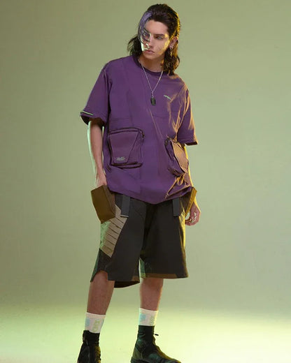Revolutionary Cyberpunk Pocket Tee -  comfortable cotton tee - Cyberpunk Pocket Tee in Vibrant Purple