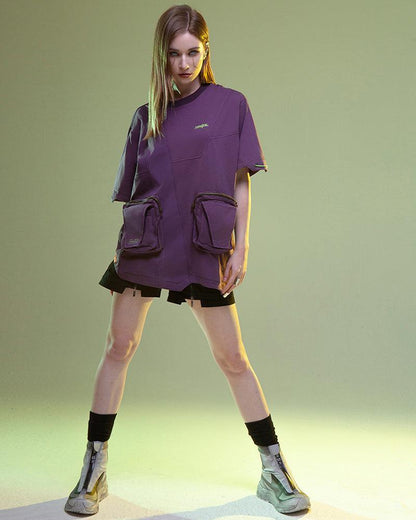 Revolutionary Cyberpunk Pocket Tee -  pocket tee - Cyberpunk Pocket Tee in Vibrant Purple