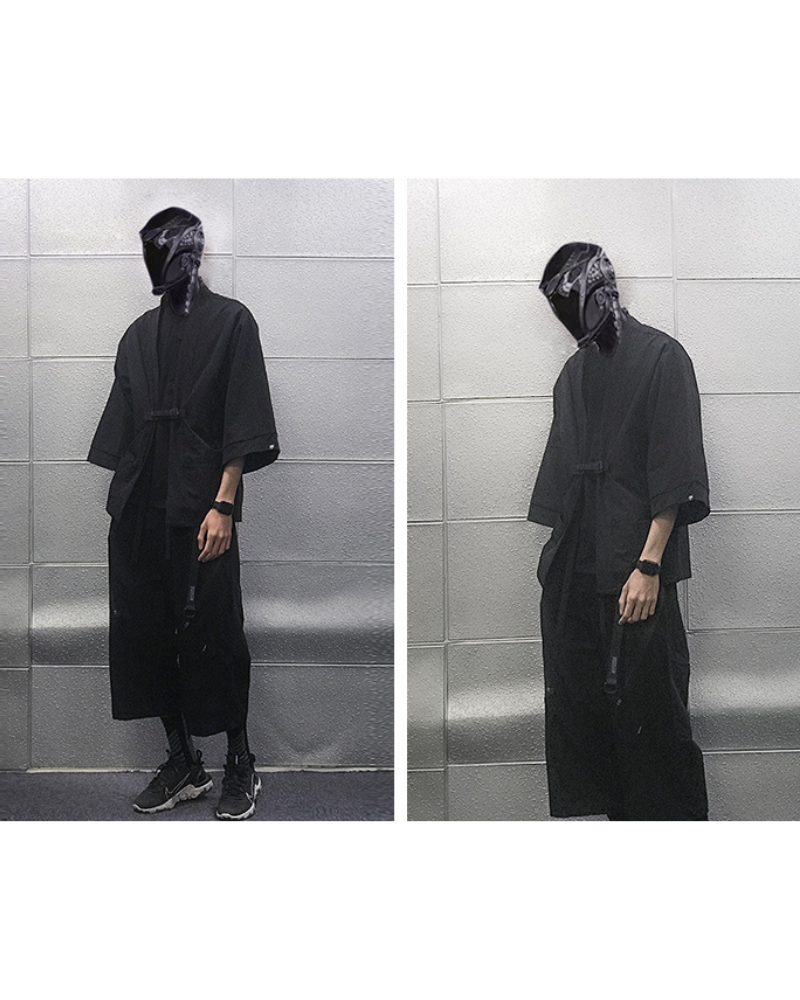 Revolutionary Stealth Warrior Kimono -  black kimono - Futuristic Stealth Warrior Kimono Jacket