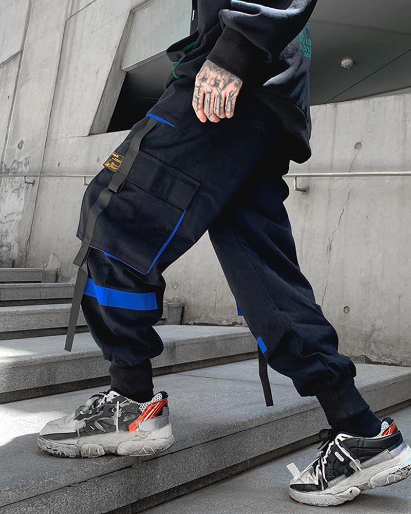 Chic Black Patchwork Cargo Pants