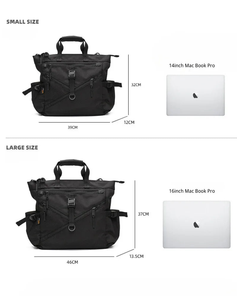 Roomy Chic Messenger Bag -  nylon messenger bag - Stylish Soft Techwear Horizontal Square Bag