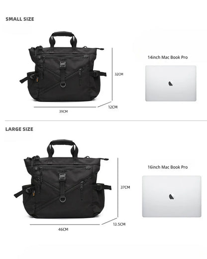 Roomy Chic Messenger Bag -  nylon messenger bag - Stylish Soft Techwear Horizontal Square Bag