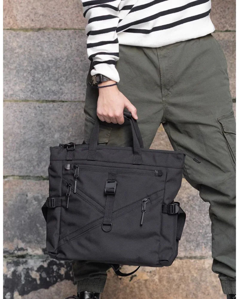 Roomy Chic Messenger Bag - soft square bag - Stylish Soft Techwear Horizontal Square Bag