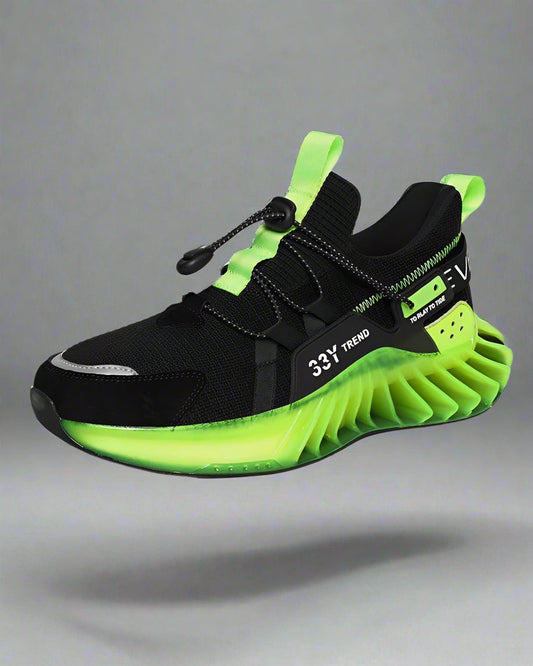 Shiny Future-Ready Running Kicks - modern style shoes - Modern Techwear Running Shoes for Comfort