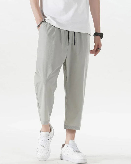 Silky Smooth Calf-Length Trousers - calf-length trousers - Calf-Length Ice Silk Trousers for Summer