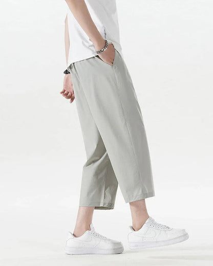 Silky Smooth Calf-Length Trousers -  cool summer trousers - Calf-Length Ice Silk Trousers for Summer