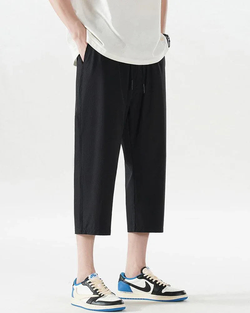 Silky Smooth Calf-Length Trousers - lightweight summer pants - Calf-Length Ice Silk Trousers for Summer