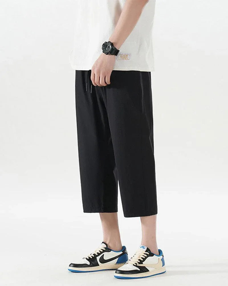 Silky Smooth Calf-Length Trousers -  lightweight trousers - Calf-Length Ice Silk Trousers for Summer