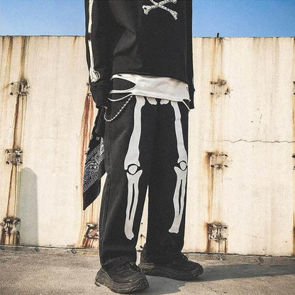 Skeleton Pants -  rebellious aesthetic - Trendy Skeleton Pants for Modern Streetwear Style