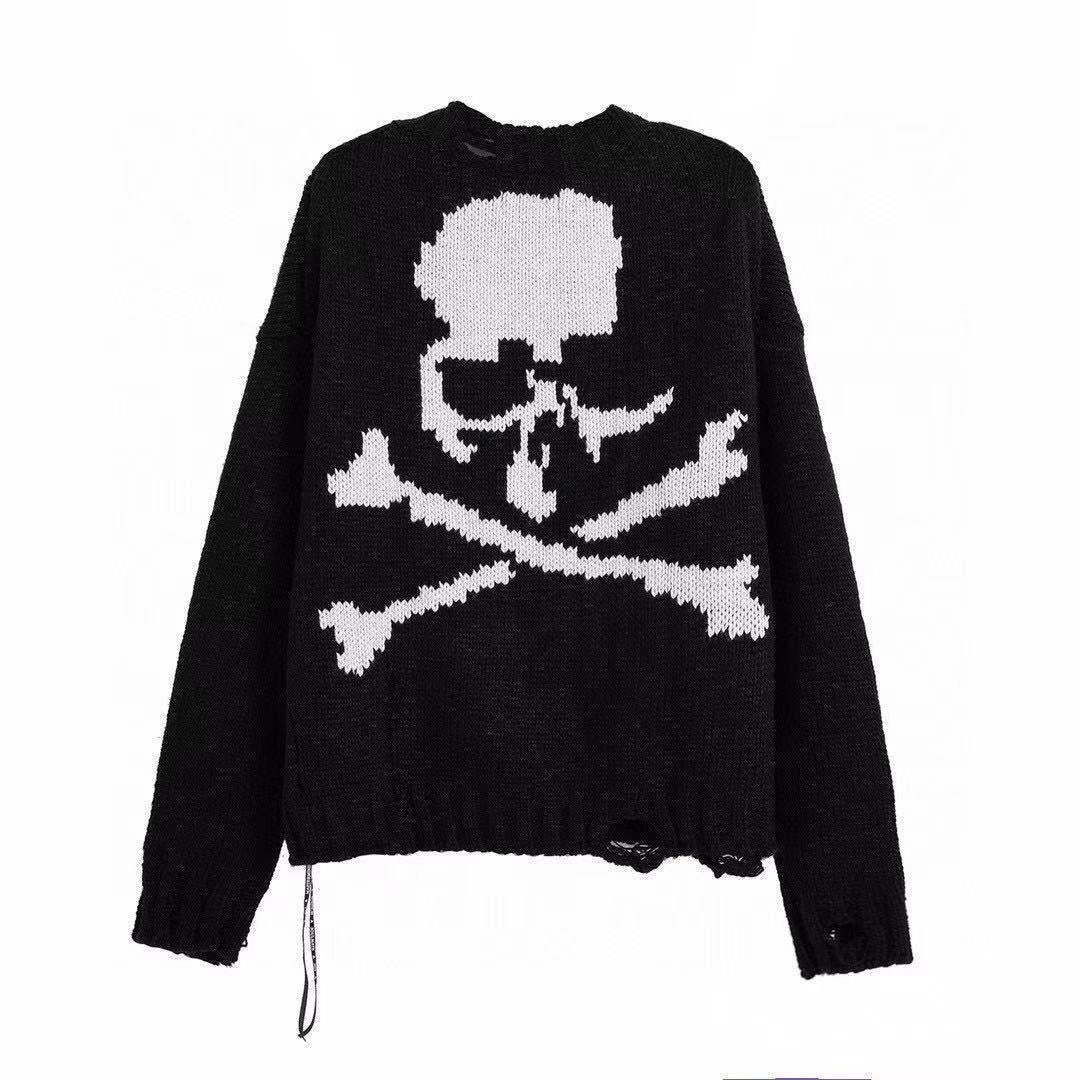 Skull Sweatshirt - black skull sweatshirt - Skull Pattern Sweatshirt for Everyday Style