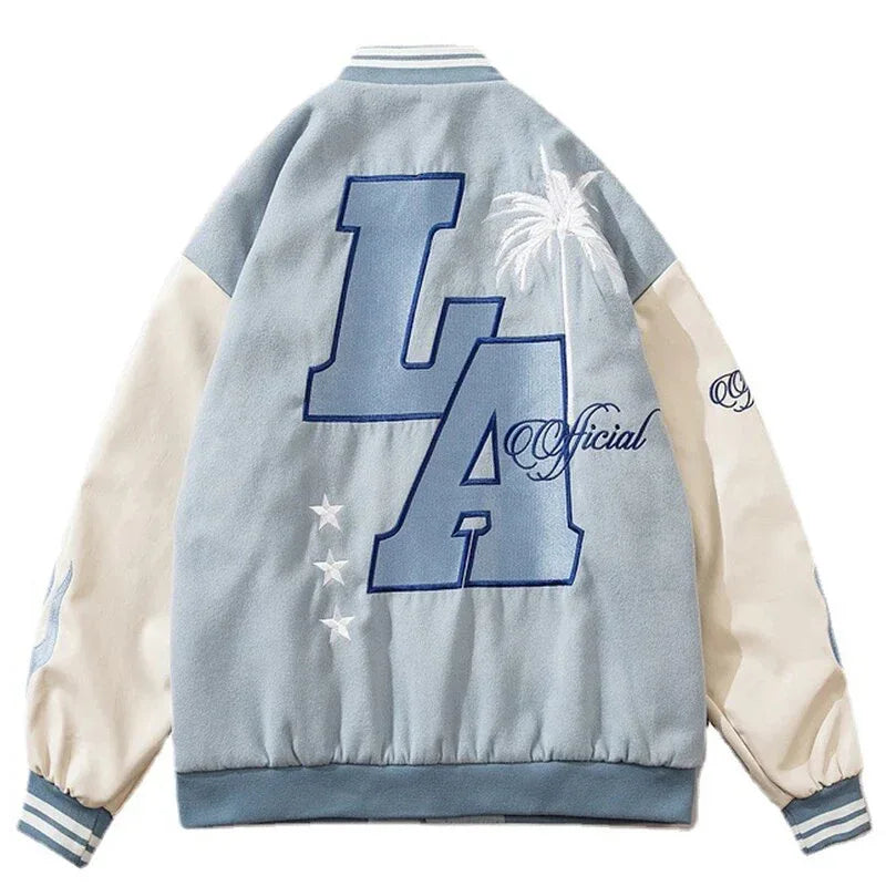 Sky Blue Varsity Jacket -  blue jacket - Sky Blue Varsity Jacket for Casual Style