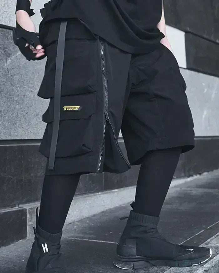 Sleek Black Cargo Shorts - black shorts - Stylish Black Cargo Shorts for Urban Adventures