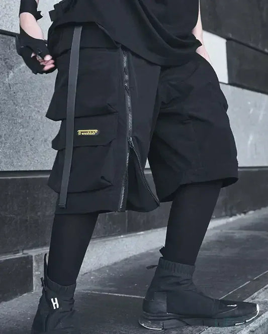Sleek Black Cargo Shorts - black shorts - Stylish Black Cargo Shorts for Urban Adventures