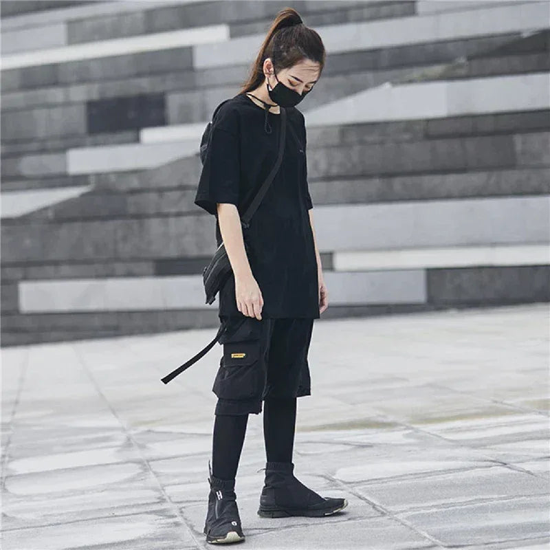 Sleek Black Cargo Shorts -  cargo shorts - Stylish Black Cargo Shorts for Urban Adventures