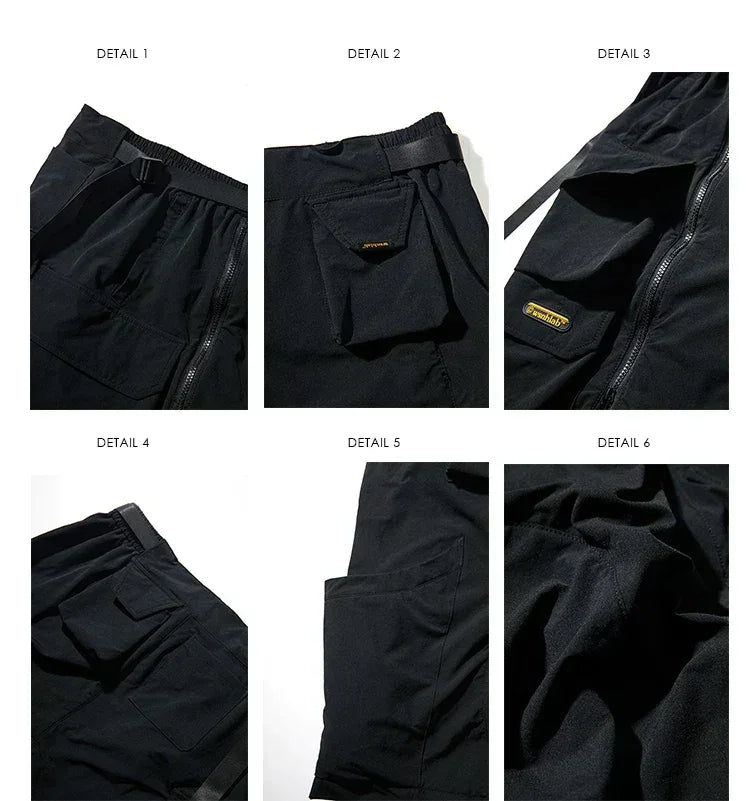 Sleek Black Cargo Shorts -  stylish outdoor shorts - Stylish Black Cargo Shorts for Urban Adventures