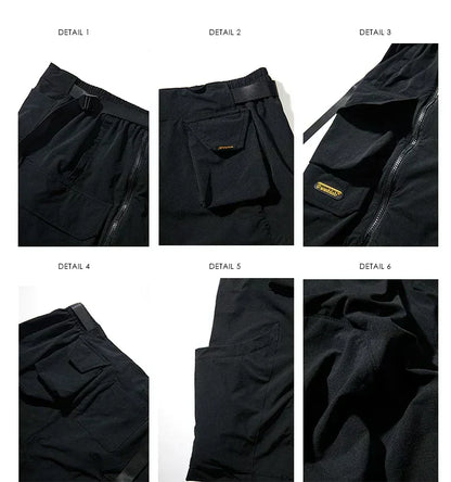 Sleek Black Cargo Shorts -  stylish outdoor shorts - Stylish Black Cargo Shorts for Urban Adventures