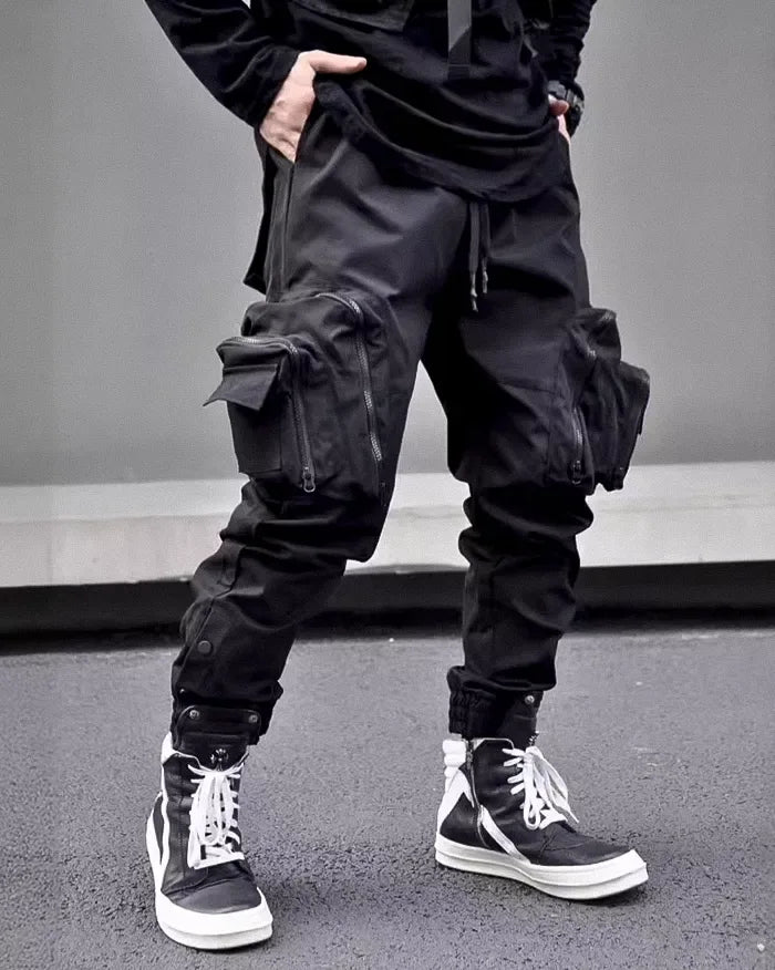 Sleek Black Cargo Trousers -  durable cargo pants - Functional Black Cargo Trousers for Daily Wear