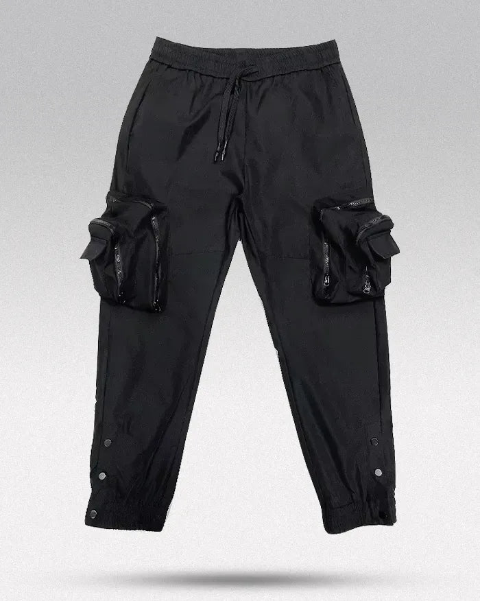 Sleek Black Cargo Trousers -  everyday wear trousers - Functional Black Cargo Trousers for Daily Wear