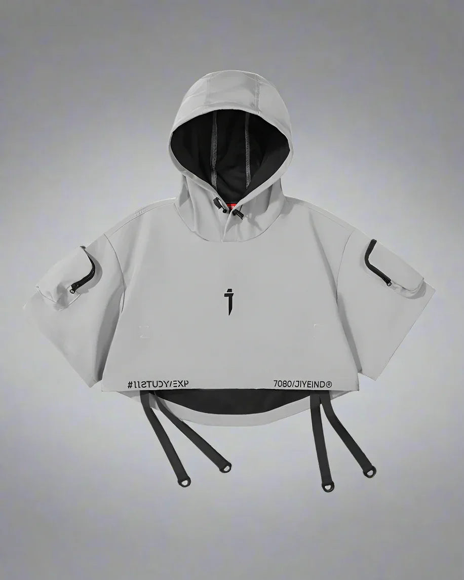 Sleek Black Hooded Cloak - outdoor activities cloak - Stylish Hooded Cloak for Urban Adventurers