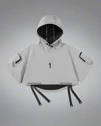 Sleek Black Hooded Cloak - outdoor activities cloak - Stylish Hooded Cloak for Urban Adventurers