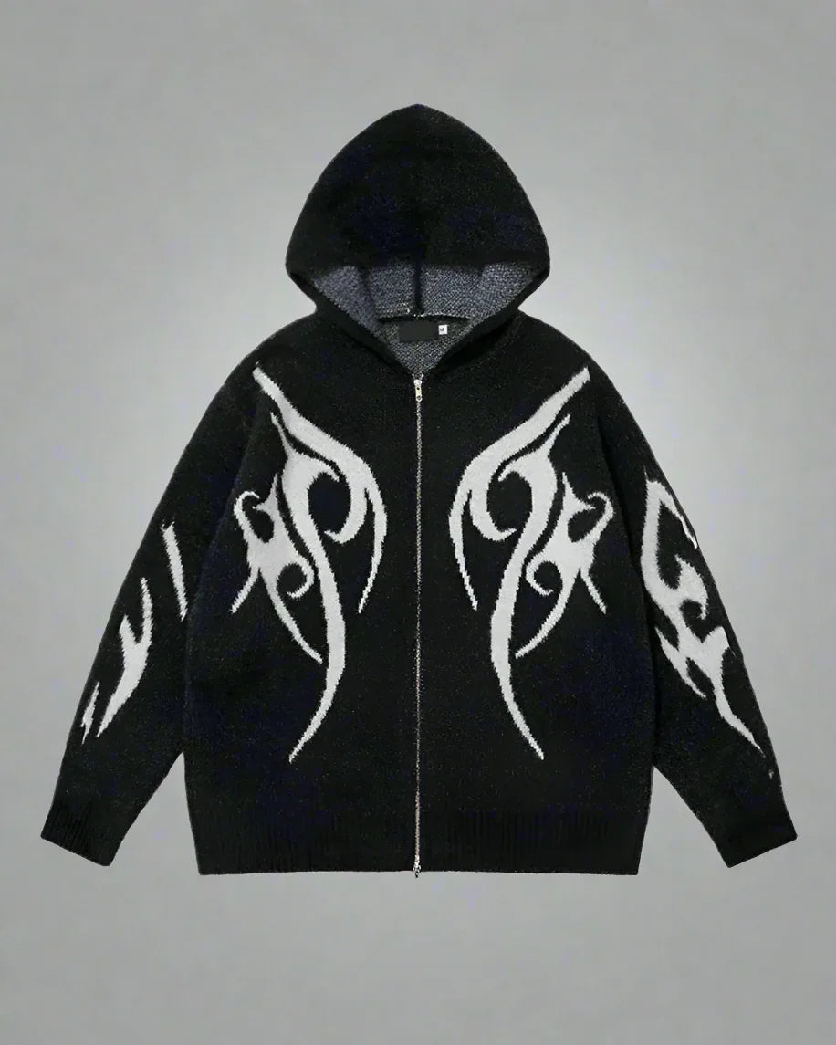 Sleek Black Hoodie Cardigan -  comfortable - Stylish Black Hoodie Cardigan for Comfort