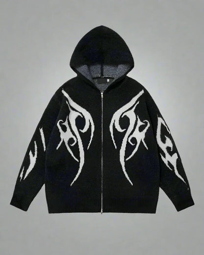 Sleek Black Hoodie Cardigan -  comfortable - Stylish Black Hoodie Cardigan for Comfort