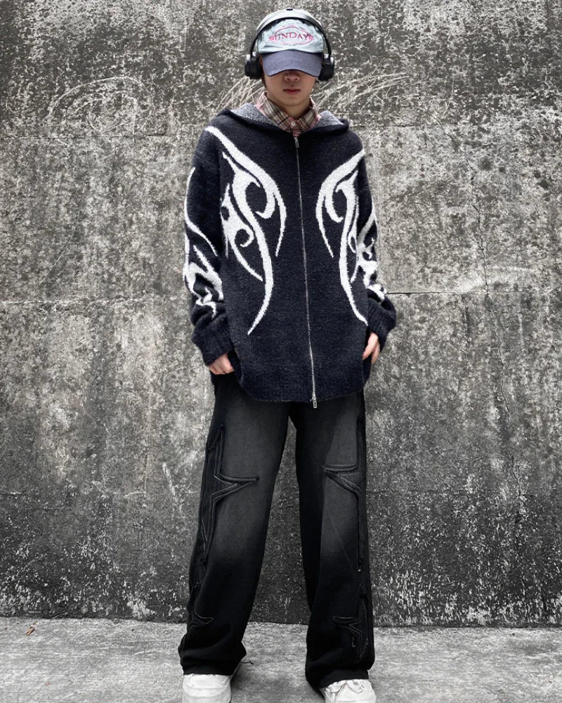 Sleek Black Hoodie Cardigan -  comfortable hoodie - Stylish Black Hoodie Cardigan for Comfort