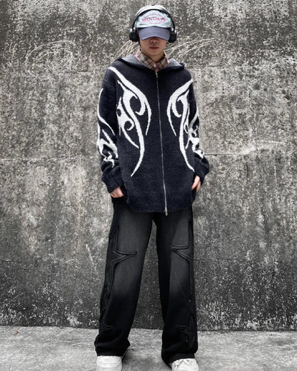 Sleek Black Hoodie Cardigan -  comfortable hoodie - Stylish Black Hoodie Cardigan for Comfort