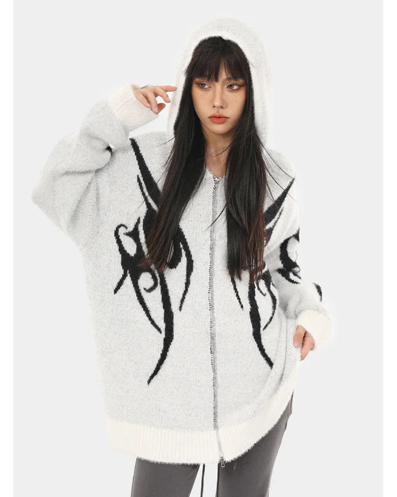 Sleek Black Hoodie Cardigan -  streetwear - Stylish Black Hoodie Cardigan for Comfort