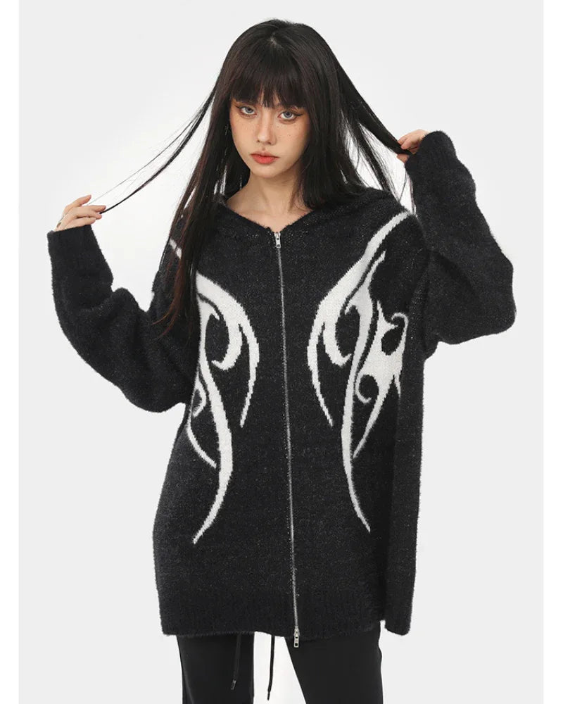 Sleek Black Hoodie Cardigan -  stylish cardigan - Stylish Black Hoodie Cardigan for Comfort