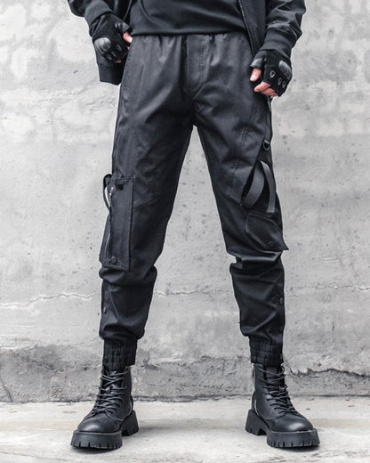 Sleek Black Slim Cargo Pants -  black pants - Sleek Black Slim Cargo Pants for Modern Style