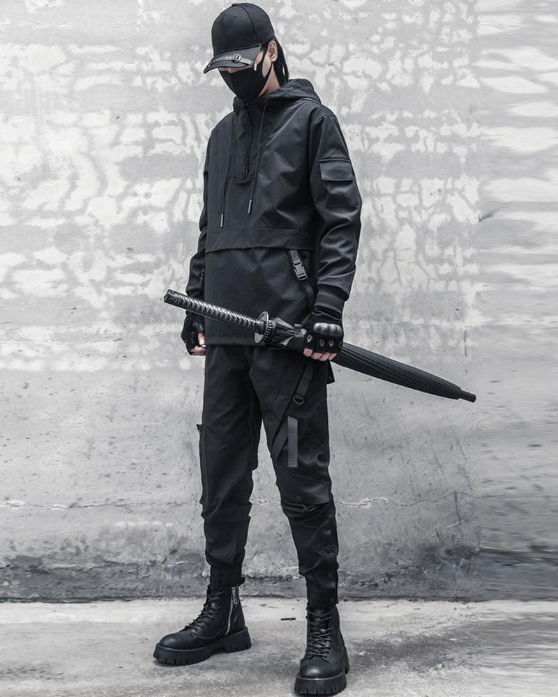 Sleek Black Slim Cargo Pants -  slim pants - Sleek Black Slim Cargo Pants for Modern Style