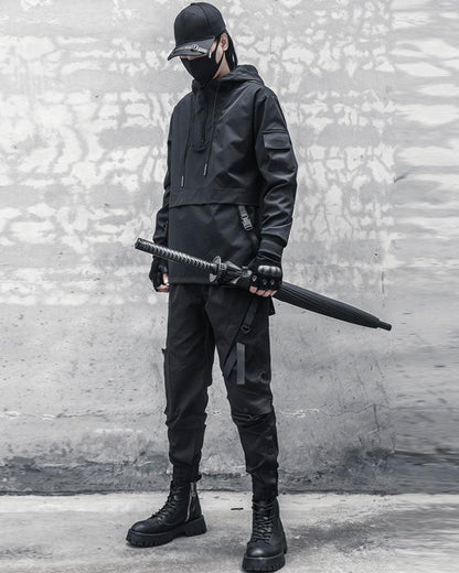 Sleek Black Slim Cargo Pants -  slim pants - Sleek Black Slim Cargo Pants for Modern Style