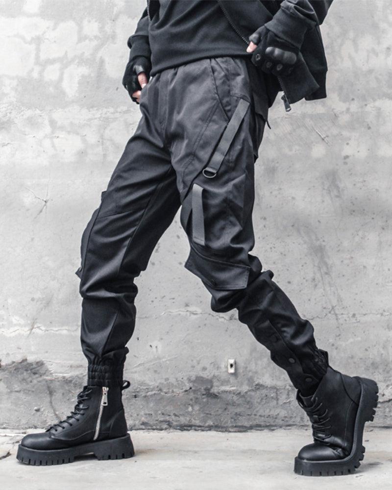 Sleek Black Slim Cargo Pants - techwear-core - Sleek Black Slim Cargo Pants for Modern Style