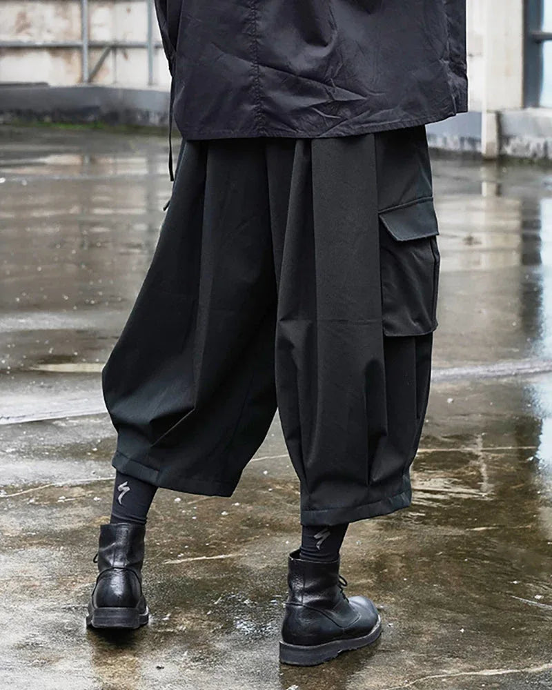 Sleek Black Tactical Cargo Pants - Japanese aesthetic pants - Stylish Black Tactical Cargo Pants for Everyday Wear