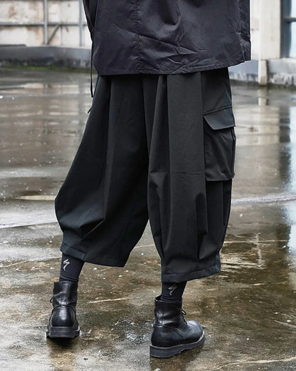 Sleek Black Tactical Cargo Pants - Japanese aesthetic pants - Stylish Black Tactical Cargo Pants for Everyday Wear