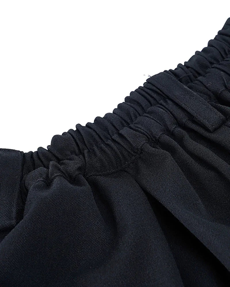 Sleek Black Tactical Cargo Pants - Japanese aesthetic pants - Stylish Black Tactical Cargo Pants for Everyday Wear