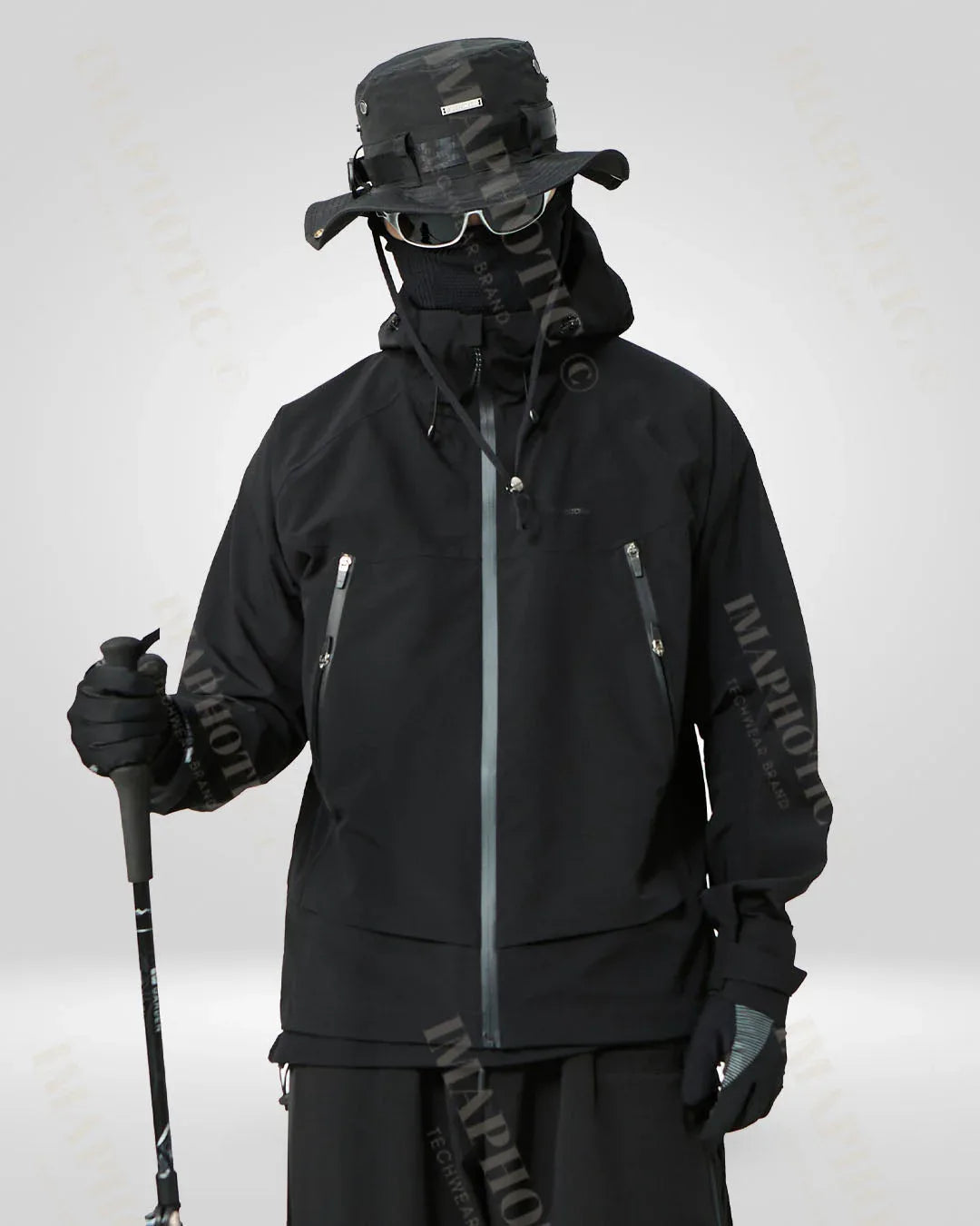 Sleek Black Windbreaker Jacket -  black jacket - Sleek Black Windbreaker Jacket for Winter