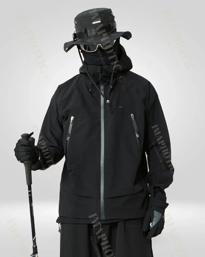 Sleek Black Windbreaker Jacket -  black jacket - Sleek Black Windbreaker Jacket for Winter