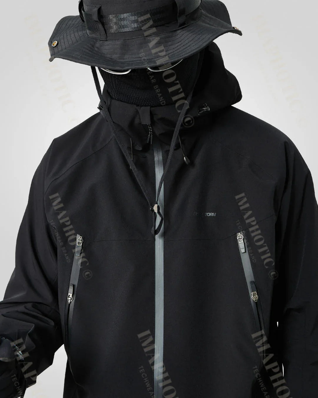 Sleek Black Windbreaker Jacket - waterproof high-neck jacket - Sleek Black Windbreaker Jacket for Winter
