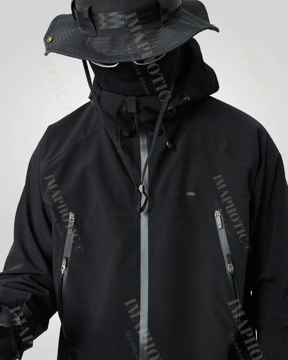 Sleek Black Windbreaker Jacket - waterproof high-neck jacket - Sleek Black Windbreaker Jacket for Winter