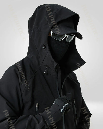 Sleek Black Windbreaker Jacket -  winter adventures jacket - Sleek Black Windbreaker Jacket for Winter