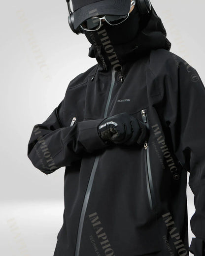Sleek Black Windbreaker Jacket -  winter jacket - Sleek Black Windbreaker Jacket for Winter