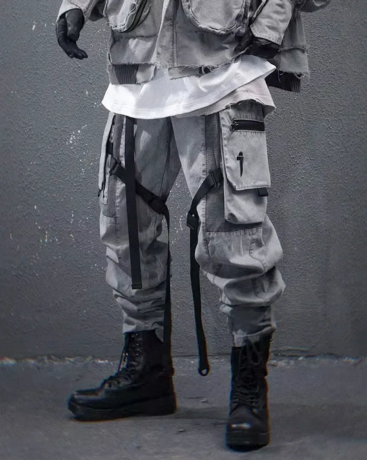 Sleek Grey Techwear Trousers - ergonomic techwear pants - Grey Techwear Trousers for Urban Living