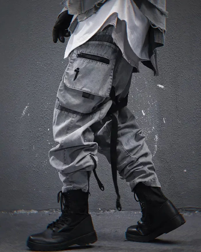 Sleek Grey Techwear Trousers - grey trousers - Grey Techwear Trousers for Urban Living