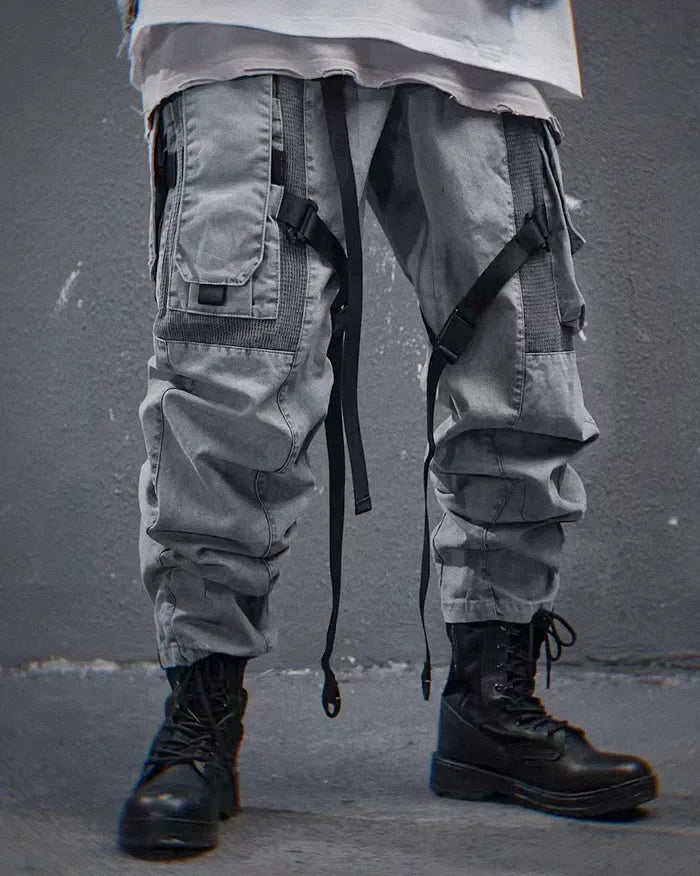 Sleek Grey Techwear Trousers -  practical urban trousers - Grey Techwear Trousers for Urban Living