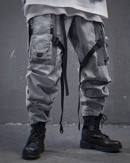 Sleek Grey Techwear Trousers -  practical urban trousers - Grey Techwear Trousers for Urban Living