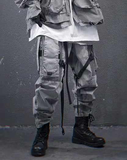 Sleek Grey Techwear Trousers - techwear-core - Grey Techwear Trousers for Urban Living