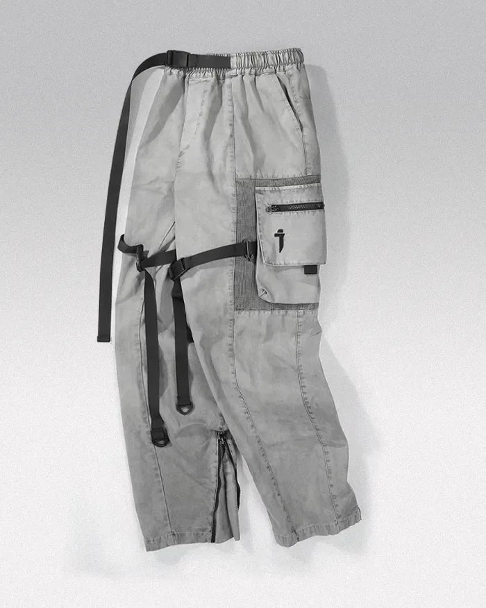Sleek Grey Techwear Trousers -  urban style - Grey Techwear Trousers for Urban Living